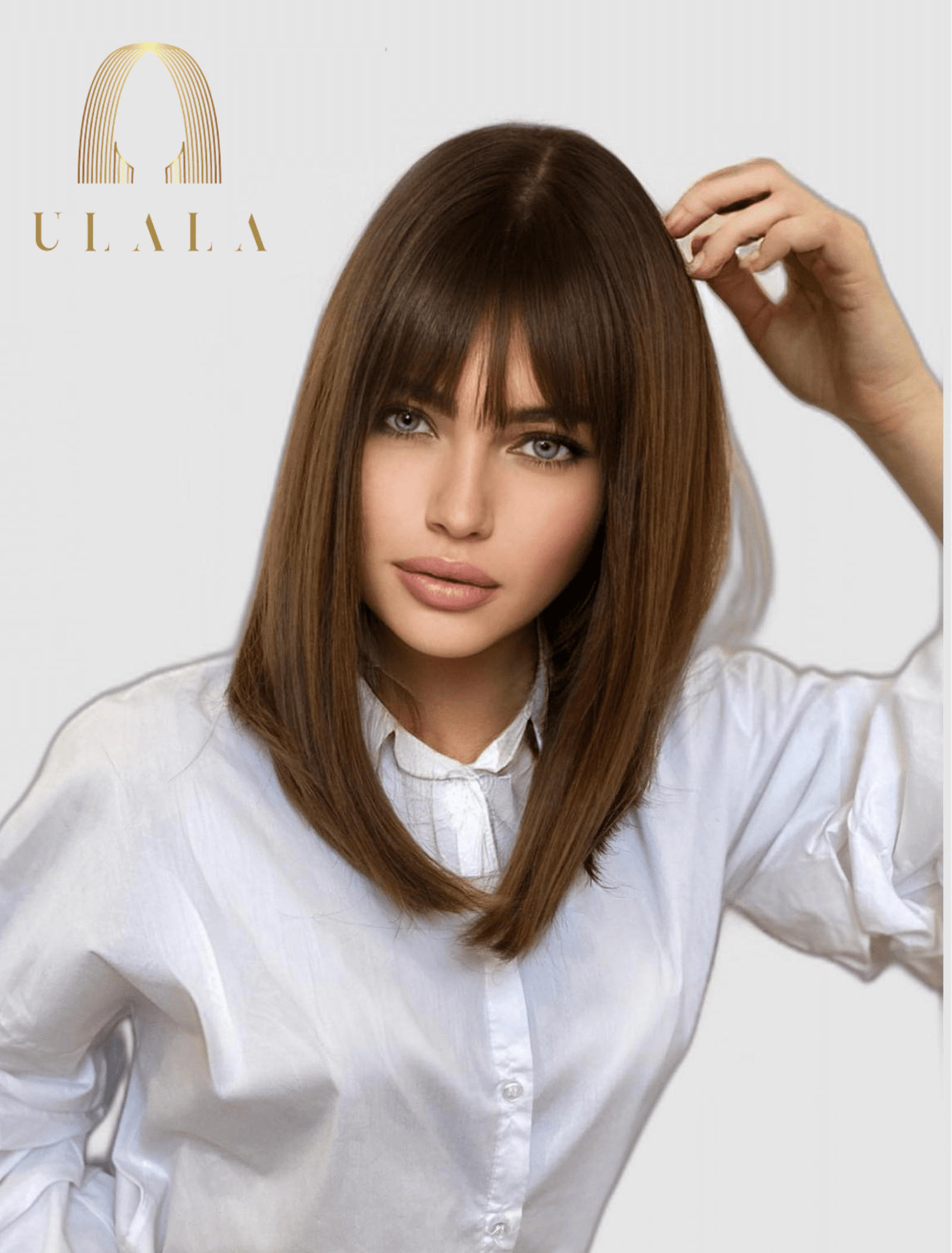 barna középhosszú paróka valódi hajból