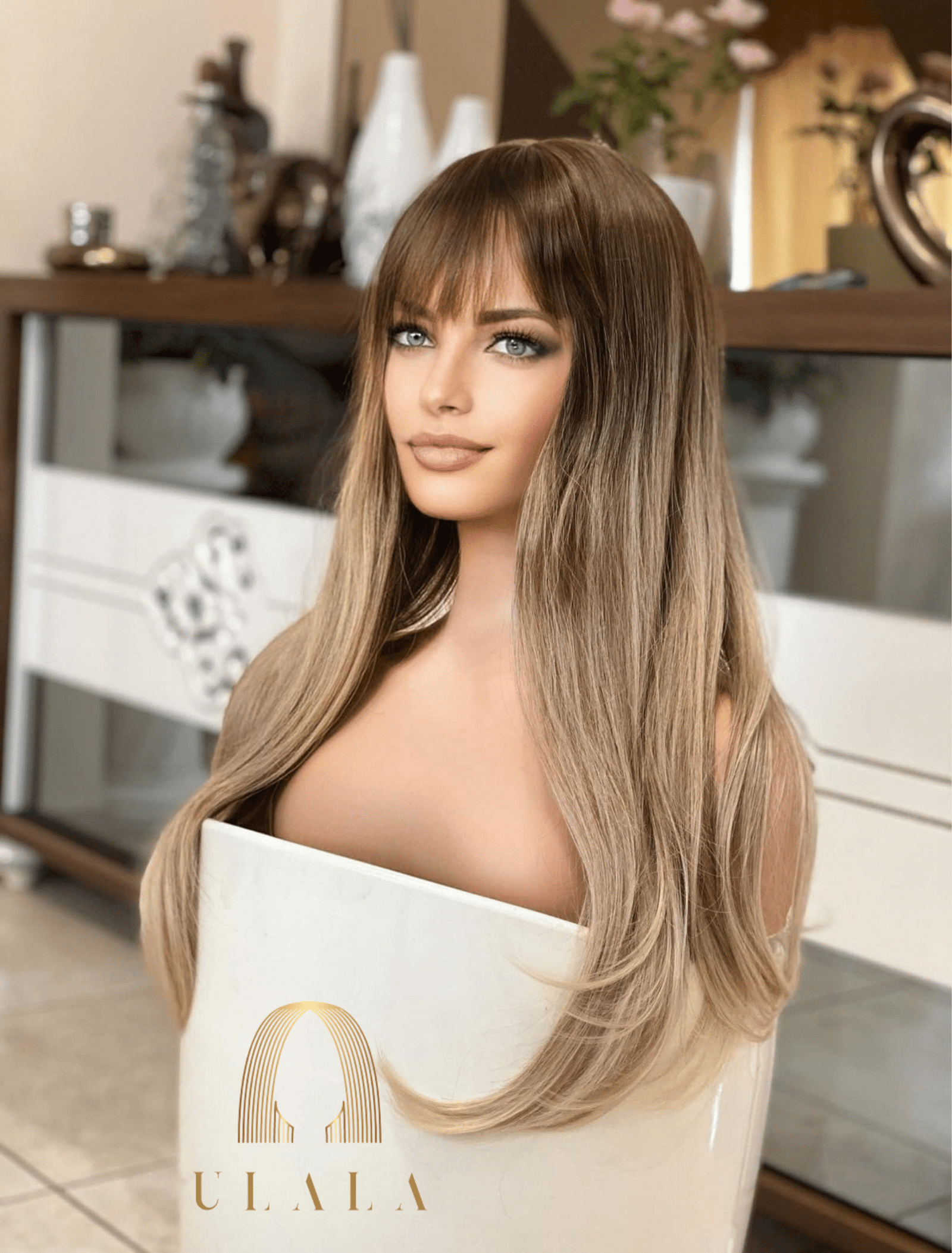 hosszú barna-szőke paróka