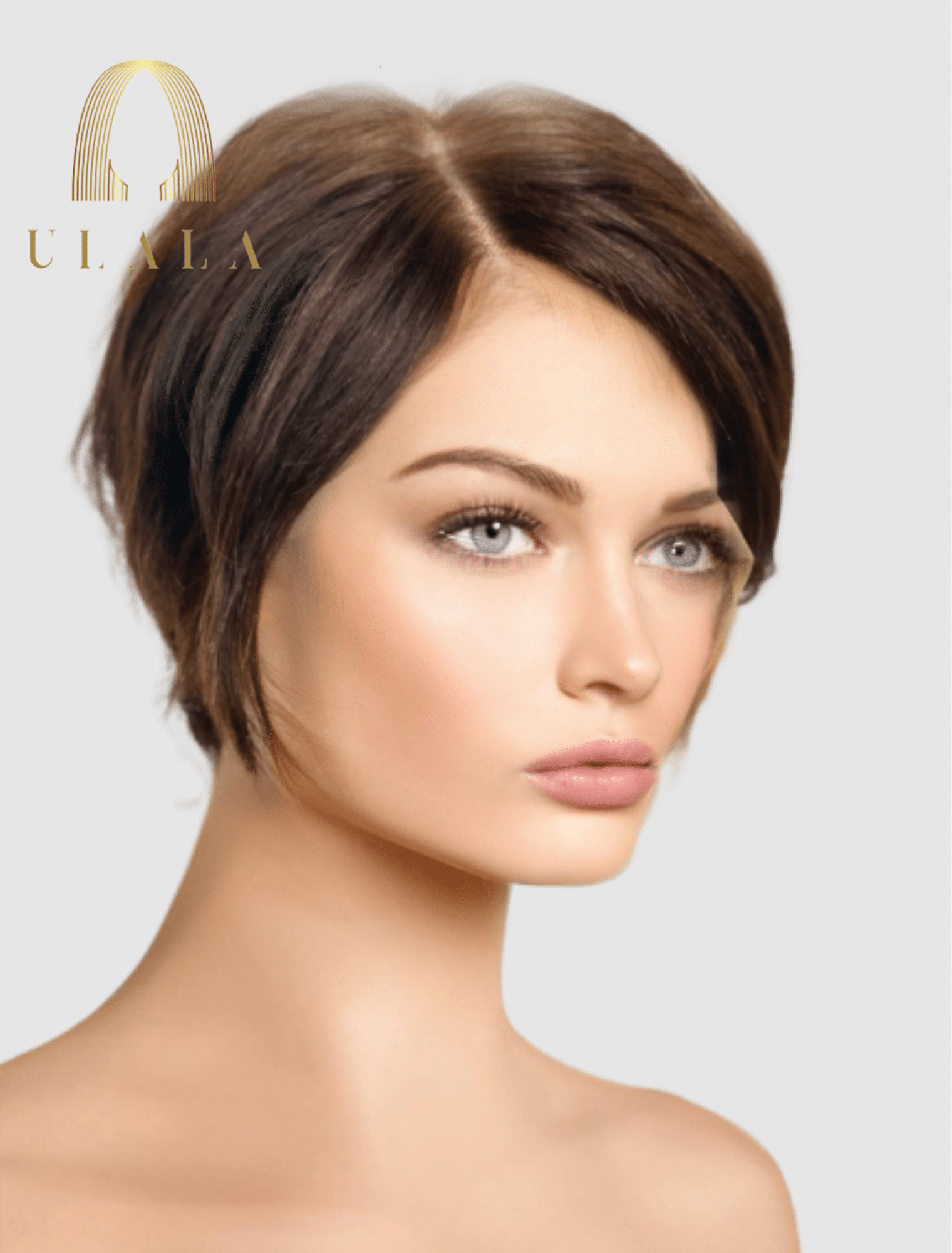 barna rövid hálós csipke paróka természetes