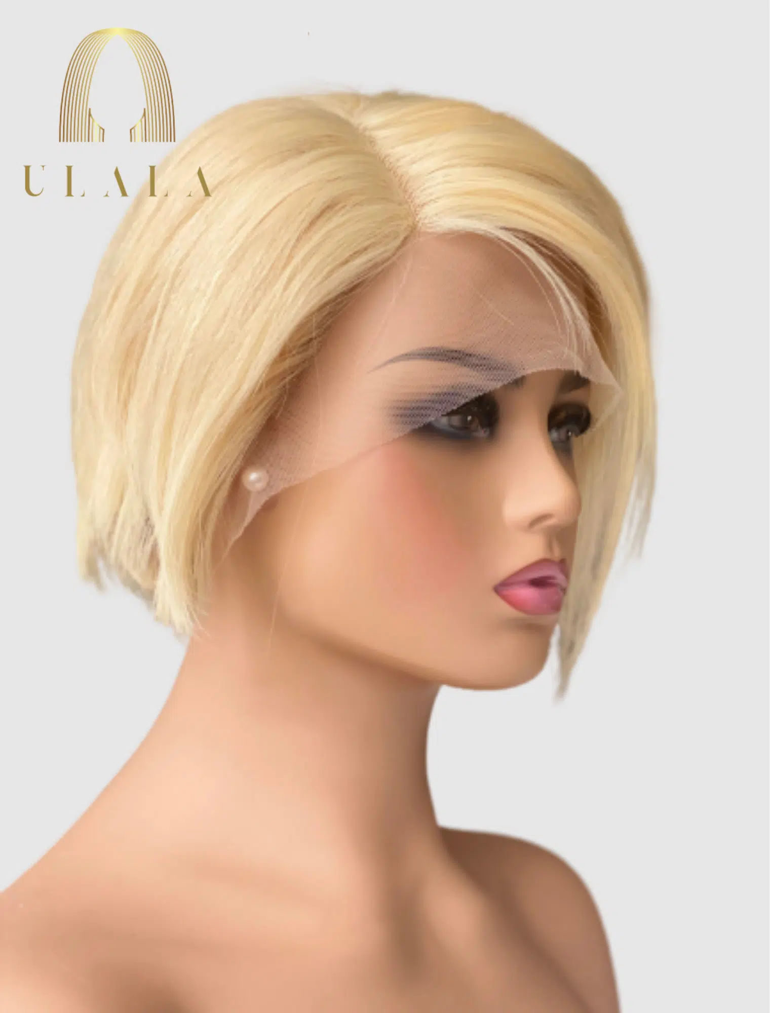 Szőke rövid hálós csipke lace front paróka, eredeti emberi humán haj