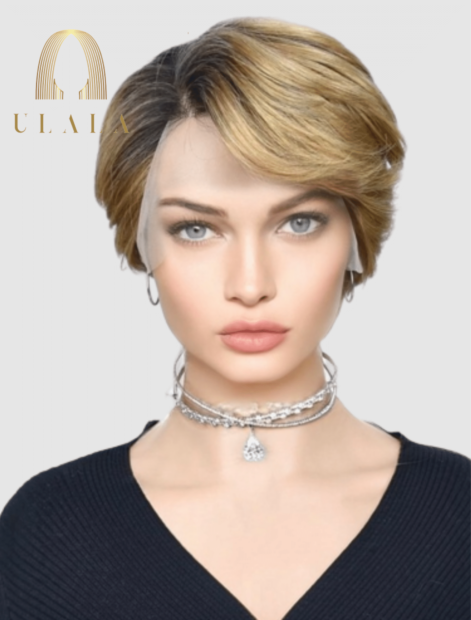 rövid szőke hálós emberi haj paróka