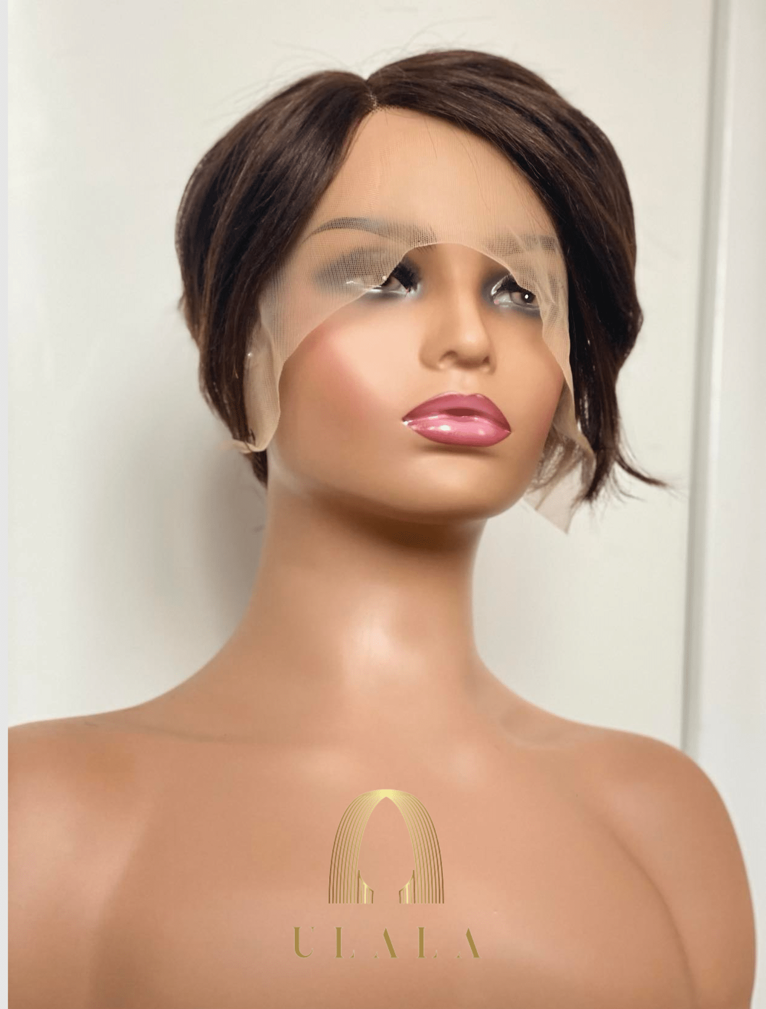 természetes emberi haj paróka rövid barna lace front