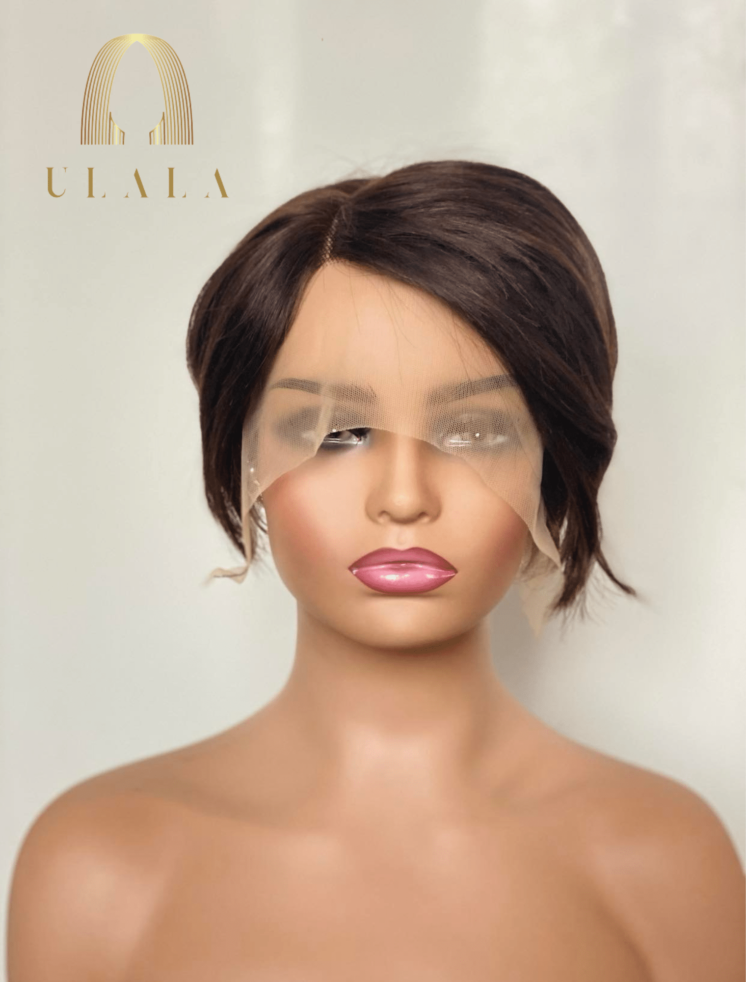 természetes rövid barna paróka lace front