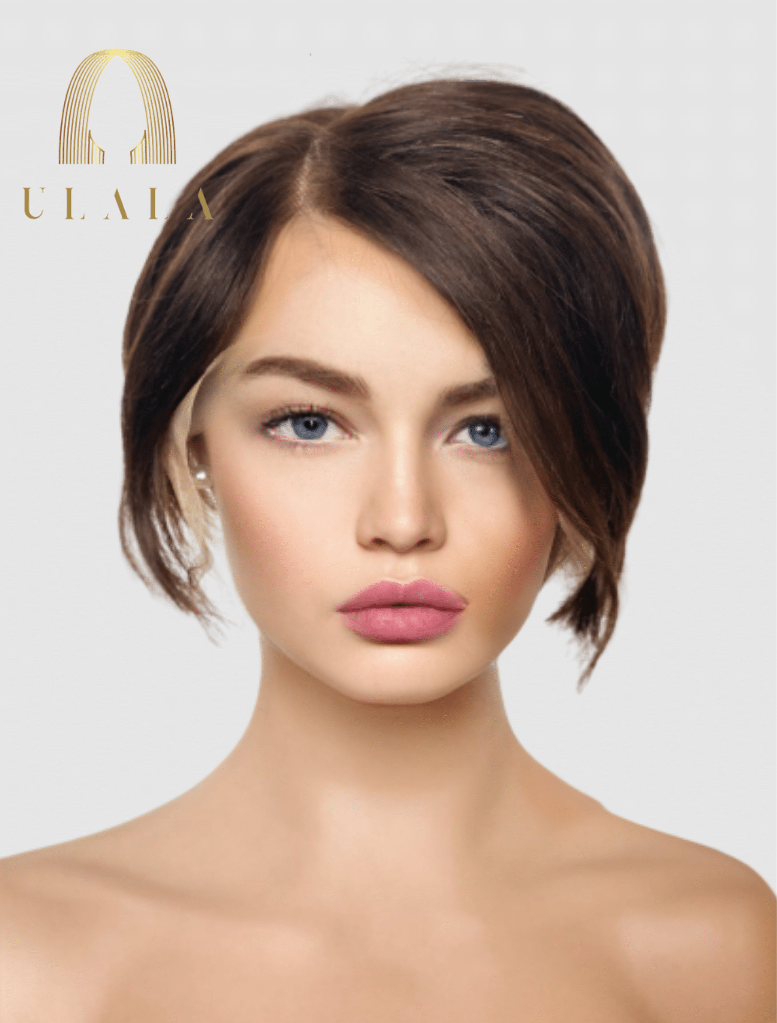 természetes rövid barna paróka lace front