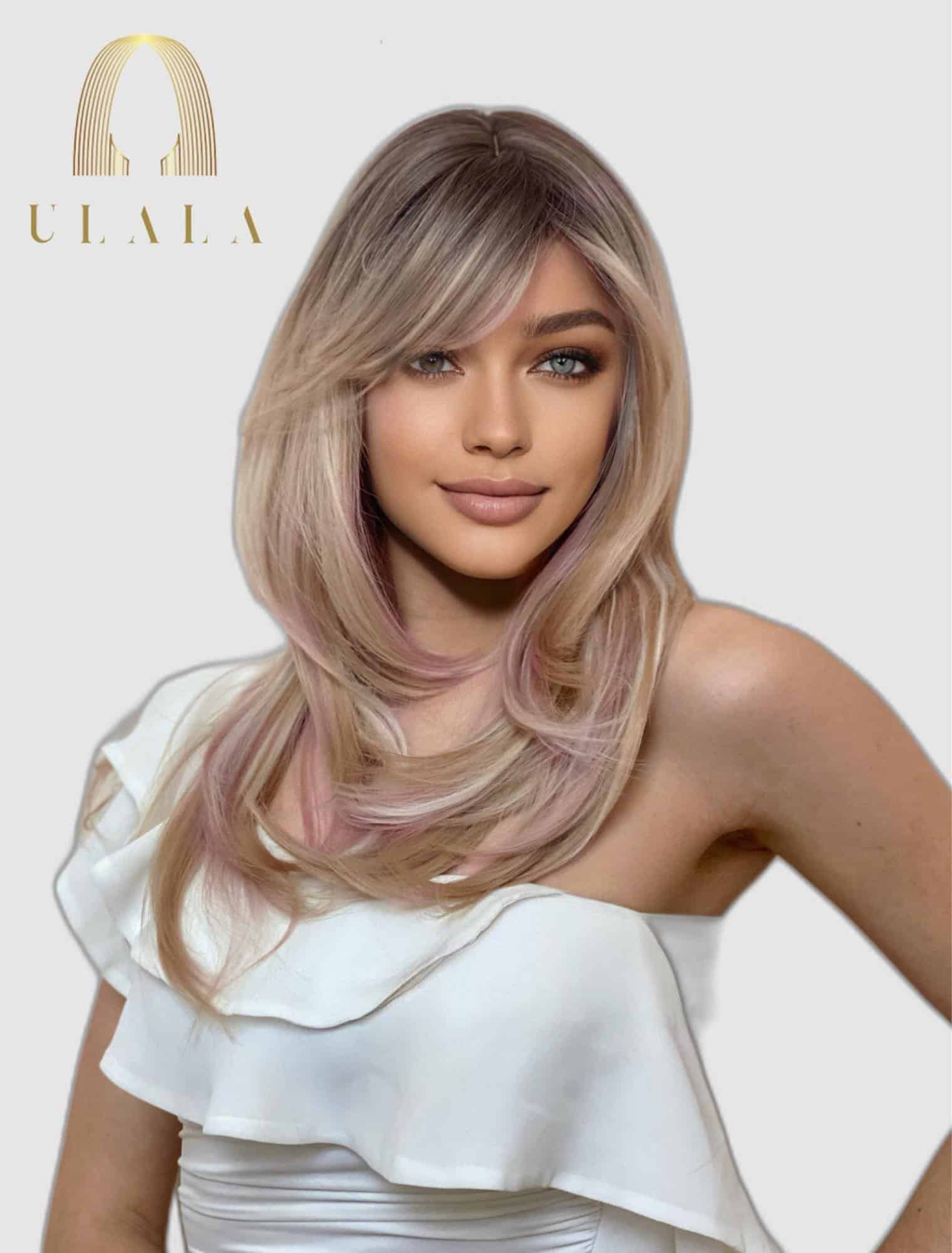 szőke ombre pink paróka